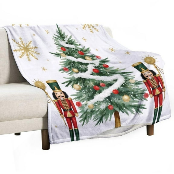 Christmas Nutcrackers And Tree Blanket Soft Cozy Flannel Blanket for man women