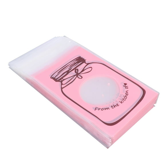 HOMEMAXS Pink Self Adhesive Plastic Candy Bags for Party Favors and Cookie Packaging 300pcs 4.5x6.75 Inches