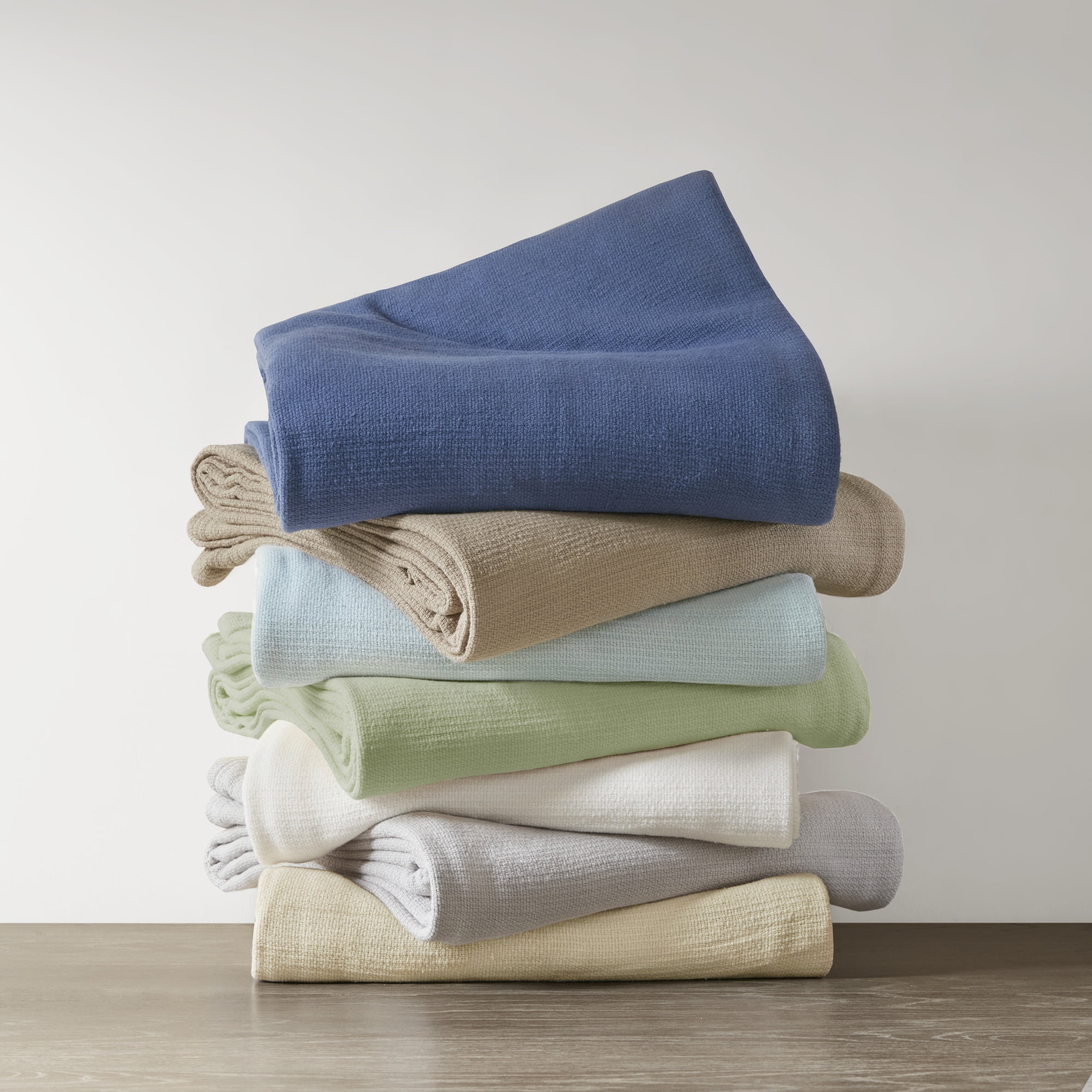 Home Essence Knit Freshspun Basketweave Cotton Blanket, 90x90, Full/Queen, Beige