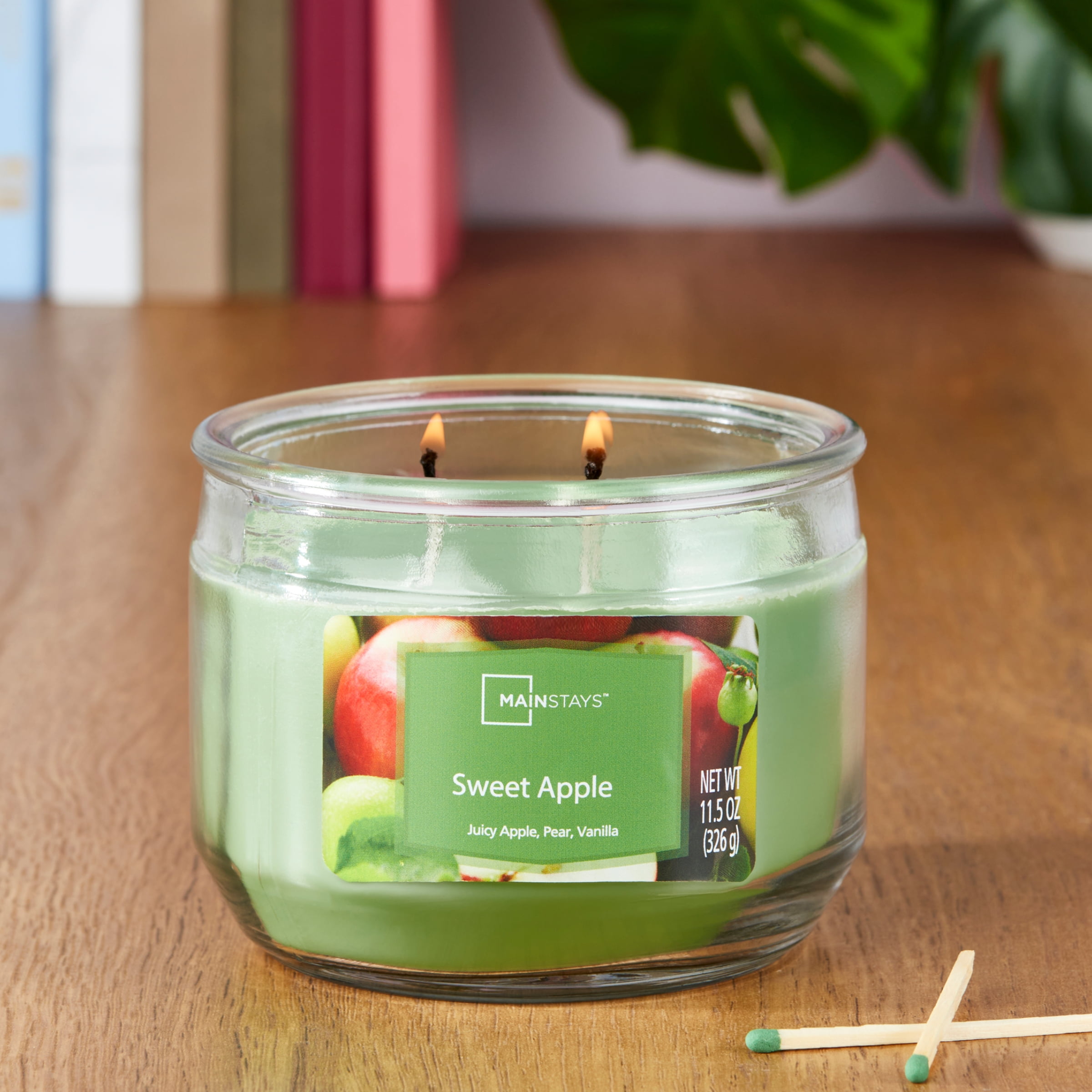 Mainstays Sweet Apple Scented 3-Wick Glass Jar Candle, 11.5 oz.