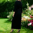 thumbnail image 7 of Women's Velvet Long Sleeve Sweater Dress Casual Crew Neck Tunic Dresses Fall Trendy Outfits Black S, 7 of 7