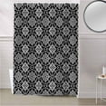 thumbnail image 5 of Fabric Shower Curtain, Morocco Black and Grey Geometric Floral Shower Curtains with 12 Hooks Waterproof Machine Washable Bath Curtains for Bathroom,48x 72in, 5 of 6