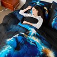thumbnail image 4 of Manfei Wildlife Lion 7pcs Bedding Comforter Set,Black Blue Queen Bedding Sets Super Cozy,Christian Cross Queen Sheet Sets,Super Cozy Animal Bedroom Decorative,Reversible, 4 of 6