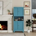 thumbnail image 7 of Tall Kitchen Pantry Storage Cabinet with Doors and Adjustable Shelves,Metal Cabinet with Microwave Stand,Large Freestanding Floor Cupboard for Living Room,Bathroom,Home Office (Blue), 7 of 7