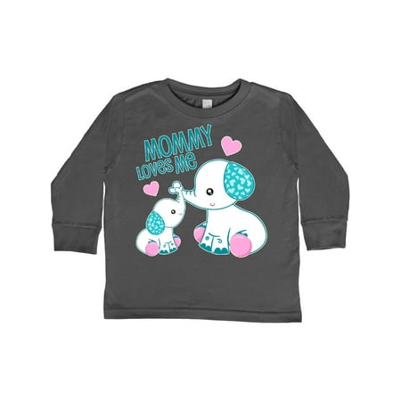 

Inktastic Mommy Loves Me-cute elephants Gift Toddler Boy or Toddler Girl Long Sleeve T-Shirt