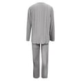 thumbnail image 5 of DuoJiaJ Womens Ribbed Knit Pajamas Set V Neck Long Sleeve Pj Set Matching Outfits Top And Pant Loungewear Casual Sweatsuits Cotton Nightwear For Women Grey, 5 of 5