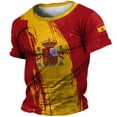 thumbnail image 2 of Camiseta de verano de España para hombre, con emblema nacional de España, estampado 3D, cuello redondo, holgada, ropa de gran tamaño para hombre, 2 of 5