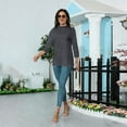 thumbnail image 6 of Trgacdwlo Dark Gray Womens 3/4 Sleeve Shirts Basic Mock Neck Base Layer Women Summer Fall Beach Women's Tops, Tees & Blouses, 6 of 7