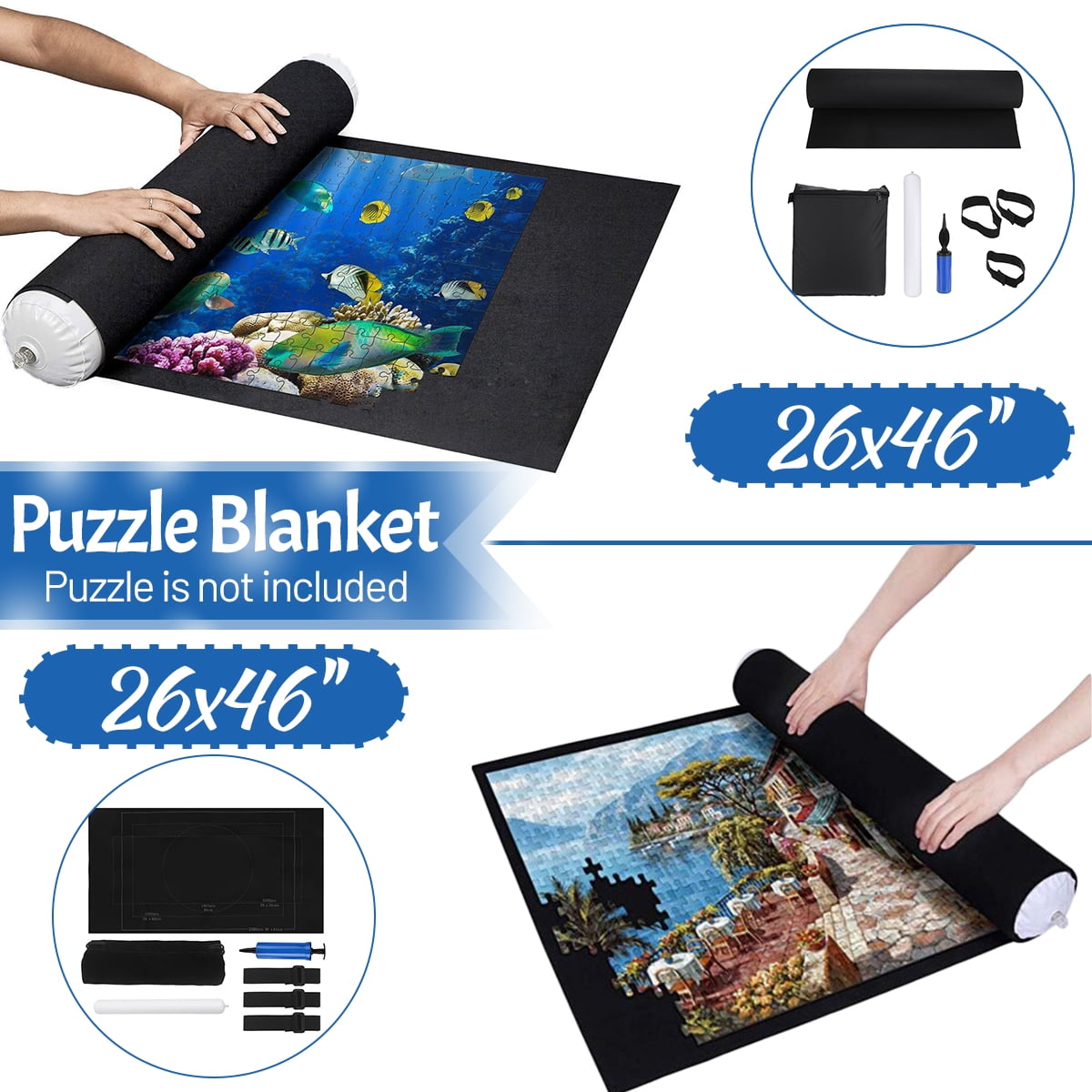 24''x46'' Puzzle Mat Jigsaw Blanket Kit Roll Up Puzzle Storage Felt Mat