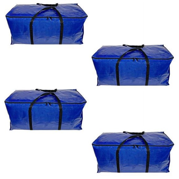 King Canopy MOVBAGBL-4PK Extra Large Moving Bags with Zippers & Carrying Handles, Blue with Black Handles - Pack of 4