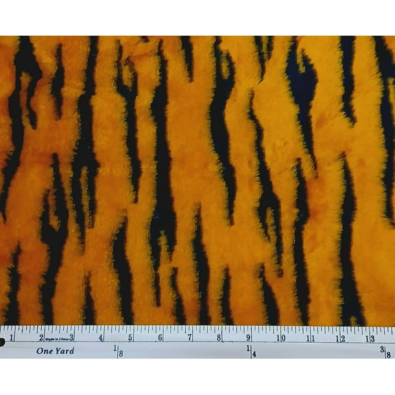 Faux Fur Tiger Stripes Jungle Animal Skin Print Orange 58" Wide Acrylic/Blend Fabric by the Yard (2267S-9i)