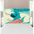 thumbnail image 1 of Mermaid Headboard, Portrait of Gothic Style Makeup Art Fantasy Illustration Print, Upholstered Decorative Metal Bed Headboard with Memory Foam, Twin Size, Cream Teal Pink, by Ambesonne, 1 of 4