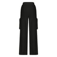 thumbnail image 6 of Ndbuld Cargo Pants Women High Waisted Parachute Pants Women's Solid Color High Waist Flap Pocket Work Pants Trousers With Pockets Evergreen Black L, 6 of 6