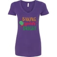 thumbnail image 3 of Inktastic Christmas Baking Spirits Bright with Green Oven Mit Women's V-Neck T-Shirt, 3 of 5