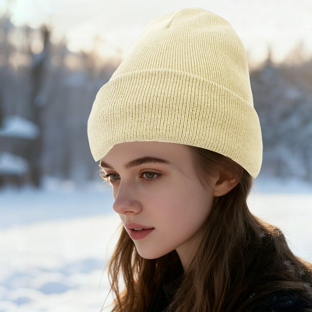 Sombrero de Lana de Poliéster Gorro de Tejido Cálido Del Pelo Protector de las Mujeres