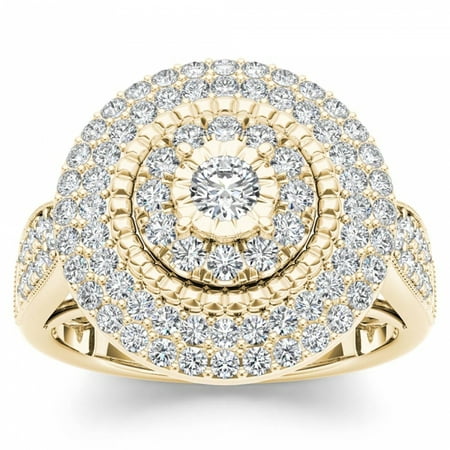 Imperial 1ct TW Diamond 10K Yellow Gold Cluster Halo Engagement ring