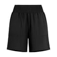 thumbnail image 5 of KHONTS Linen Shorts for Women Casual Summer High Waist Wide Leg Beach Vacation Shorts with Pockets Black M, 5 of 6