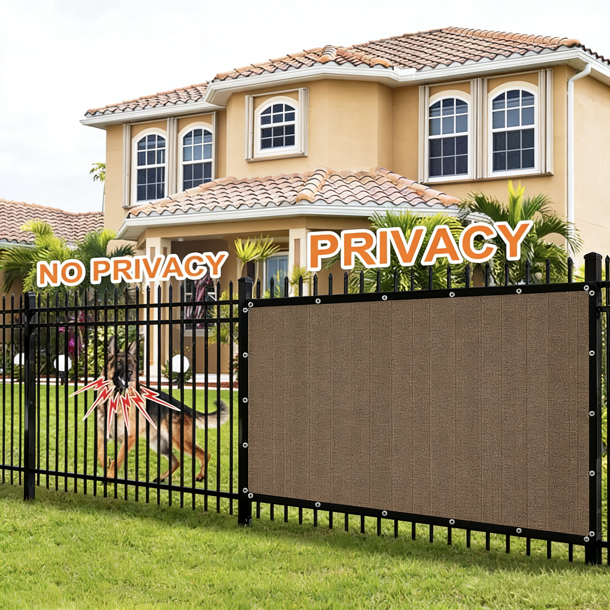 90% UV Block Sun Shade Cloth with Grommets, Outdoor Pergola Shade Cover for Patio Garden Backyard（Mocha，6'×12'）