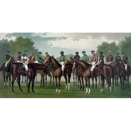 Celebrated winning horses and jockeys of the American turf Poster Print by Currier and