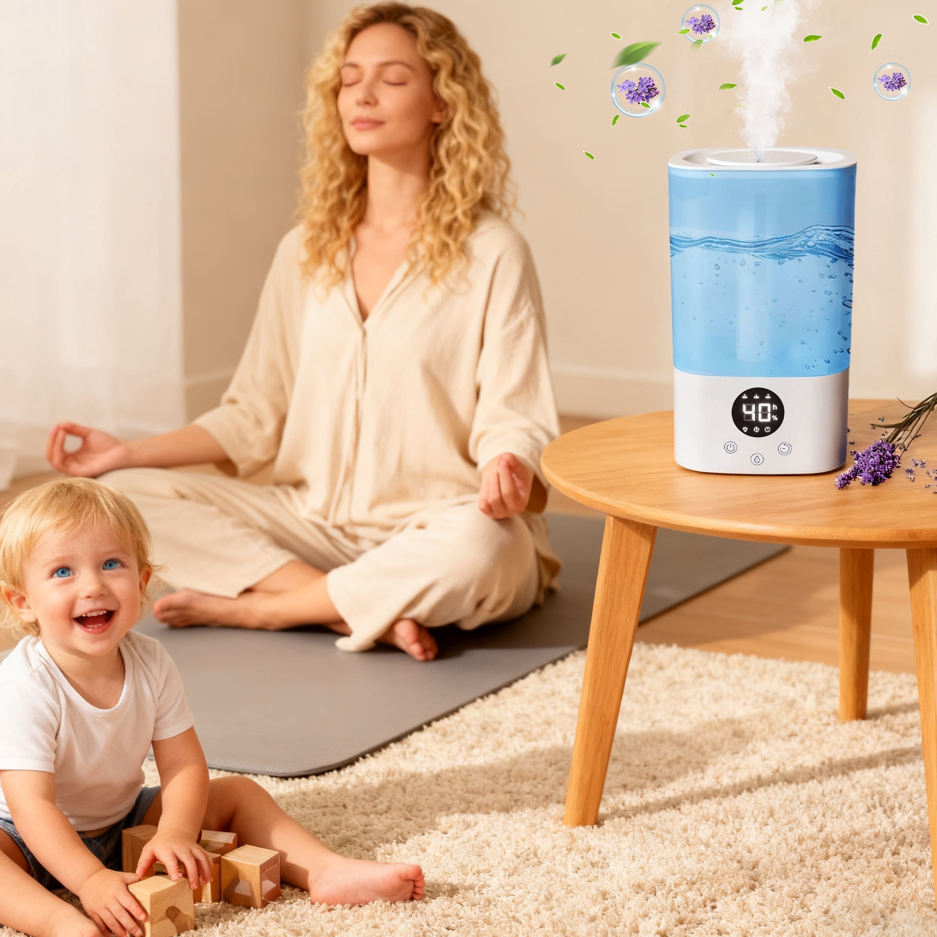 Humidifiers for Bedroom Home, 3.2L Cool Mist Humidifier with LED Display, 26dB Quiet Supersized Cool Mist Air Humidifier, Top-Fill 30H Super Long Time, Automatic Power-off No Water