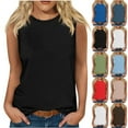 thumbnail image 5 of XMMSWDLA Women's Sleeveless Tank Tops, Casual Loose Fit T Shirts Solid Color Tunic Crew Neck Summer Shirts Tee Light Blue Womens Tank Tops Dressy Casual, 5 of 5