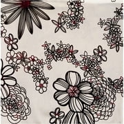 Violet Linen Silky Bloom Daisy Flower Pattern, Faux Silk Polyester Fabric, With Tassles, Beige , 13 Inch x 70 Inch, Rectangular, Decorative Table Runner