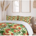 thumbnail image 6 of Ambesonne Tropical Duvet Cover Sets, Exotic Flowers Pattern, 2-Queen, Red Pale Yellow Green, 6 of 7