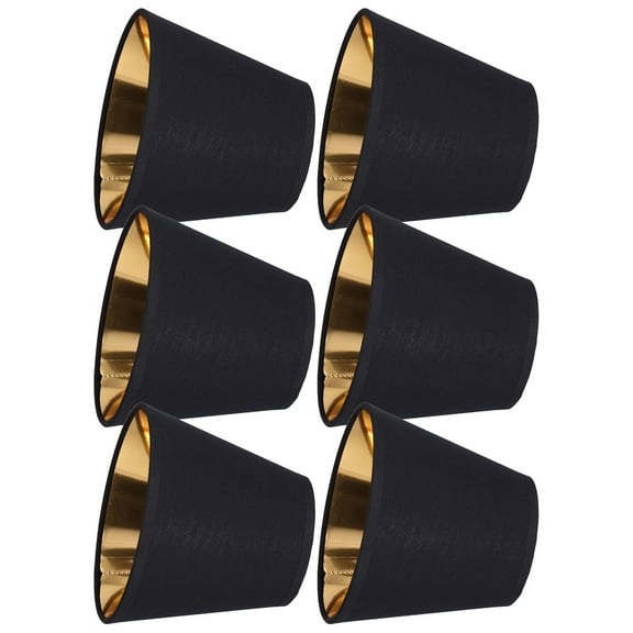 6PCS Fabric Lamp Shades For E14 Candle Bulbs Clip-On Design 5. 9x4. 9x3. 5in Black Gold Set Of 6
