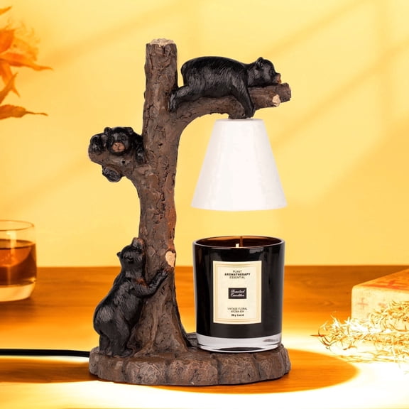 Bear Candle Warmer Lamp with Timer & Dimmer, Flameless Wax Melter Lamp with 2 Bulbs, Home Decor Gift