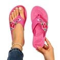 thumbnail image 4 of Wide Sandals,Women's Summer Embroidered Flip Flop Sandals Thick Sole Beach Thong Slippers,Hot Pink,37, 4 of 6