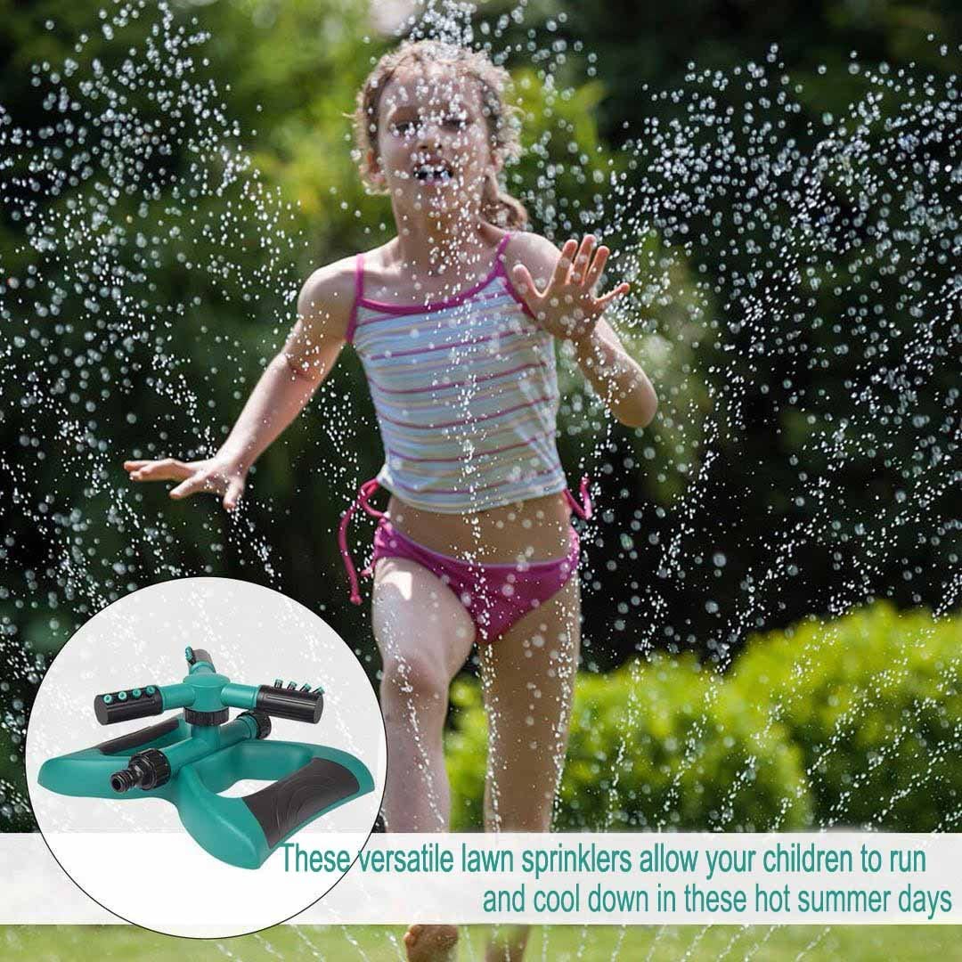 Teblint Garden Sprinklers, Water Sprinkler Automatic 360 Degree Rotating Irrigation System for Lawn Yard and Large Coverage Area Oscillating Hose (Green)