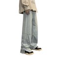 thumbnail image 3 of Pantalones largos para hombre, rectos, simples, sueltos, transpirables, elegantes, de color exquisito, Jeggings para hombre para fiesta, escuela, oficina, azul claro M, 3 of 8