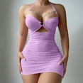 thumbnail image 2 of Womens Fashion 2026 Women's Sexy Bodycon Mini Lingerie Dress with Thong Set - Sheer Mesh Ruched Chain, 2 of 2