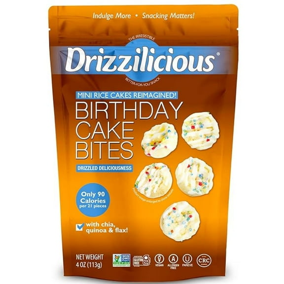 Drizzilicious Birthday Cake Mini Rice Cake Bites, 4 oz