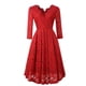 thumbnail image 3 of Gibobby Vestido sexy para mujer corto Vestido largo hasta la rodilla con cuello en V de encaje a la moda de manga sólida para mujer(Rojo,M), 3 of 5