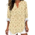 thumbnail image 3 of Bxsruta Tops for Women, Women's V-Neck Printed Button Blouse Women Long Sleeve Tops, 3 of 5