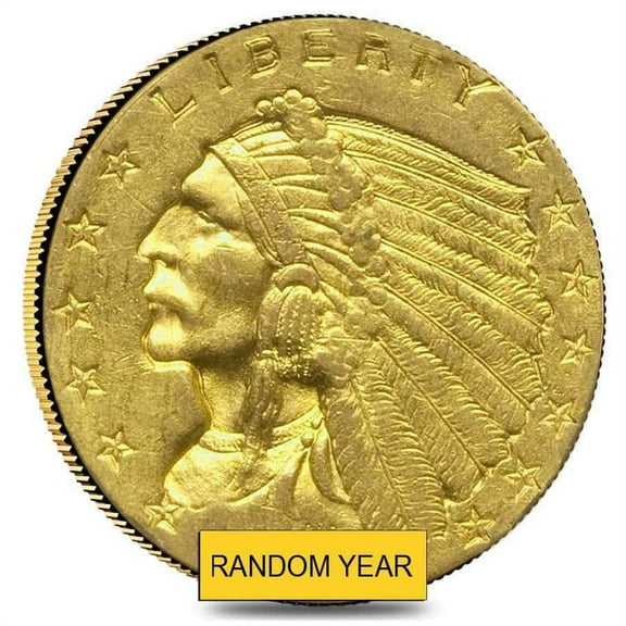 $2.5 Gold Quarter Eagle Indian Head - Polished or Cleaned (Random Year)