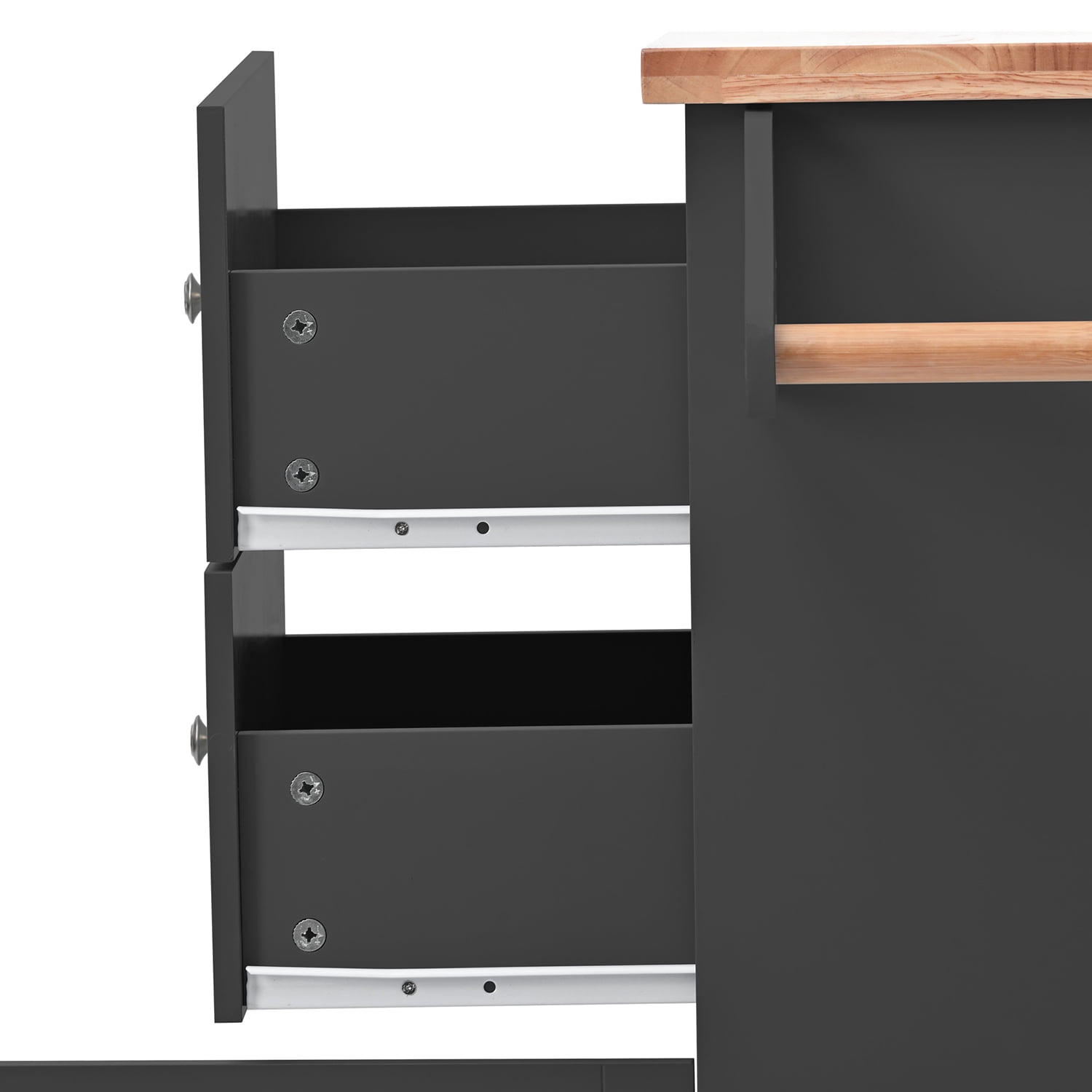 Kepooman Rubber Wood Kitchen Cart with Locking Wheels & 3 Open Shelves, Towel Rack, Kitchen Trolley for Indoor Spaces in Black Kepooman Rubber Wood Kitchen Cart with Locking Wheels & 3 Open Shelves, Towel Rack, Kitchen Trolley for Indoor Spaces in Black