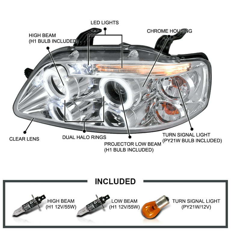 Spec-D Tuning Chrome Projector Headlights Compatible with 2004