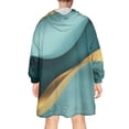 thumbnail image 2 of Teal Marble Gold Wave Pattern Wearable Oversized Blanket,Wearable Blanket Hoodie for Adults,Cozy Hooded Blankets with Super Pockets,Super Warm Fuzzy Pullover for Women & Men, 2 of 6