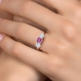 thumbnail image 4 of Gem Stone King 18K Rose Gold Plated Silver Pink Moissanite and Sky Blue Aquamarine Engagement Ring for Women | 1.80 Cttw | Round 6MM | Gemstone Birthstone | Size 6, 4 of 6