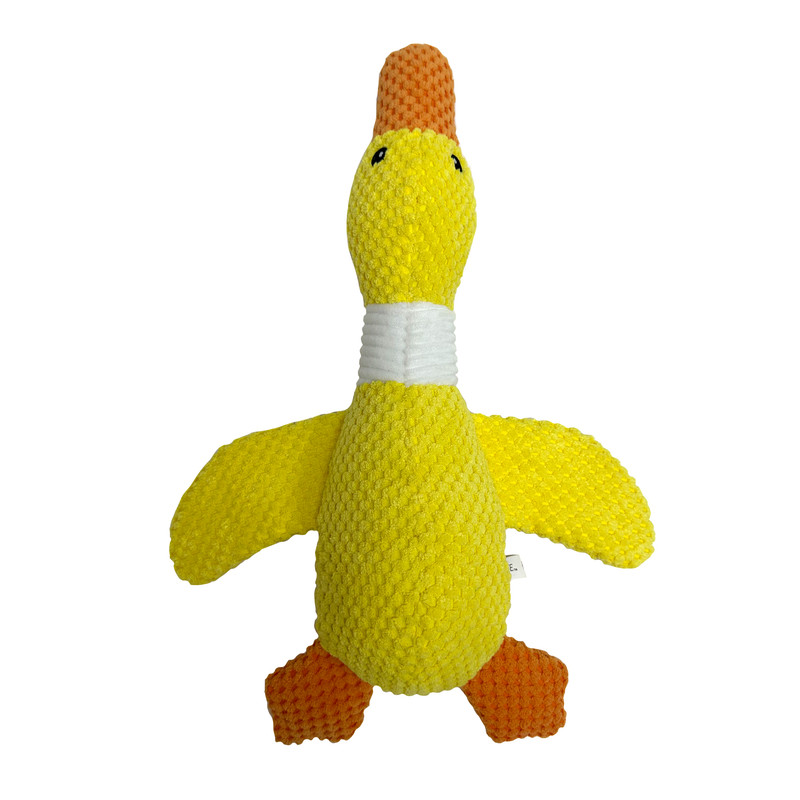 Vibrant Life Yellow Duck Plush Dog Toy with Squeaker, Chew Level 4