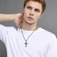 thumbnail image 3 of Coachuhhar Black Cross Necklace for Men Women 925 Sterling Silver Christian Cross Pendant Necklaces Jewelry Religious Birthday Fathers Day Graduation Gifts for Dad, 3 of 8