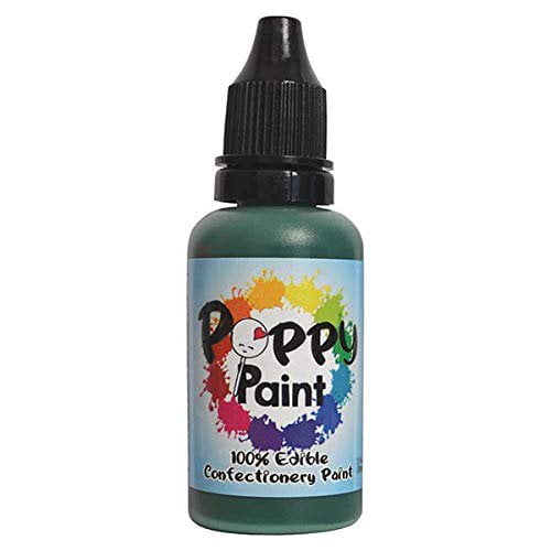 Green Edible Poppy Paint, Fast Drying Poppy Paint for Cake Pops, Cookies, Chocolates – Poppy Paint to be used on Glaze Icing, Fondant, Wafer Paper, Candy (30ml - Green)