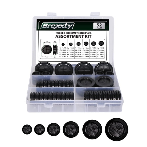 Kit de ojales de goma Brexxty, 52 piezas, para protección y reparación de cables