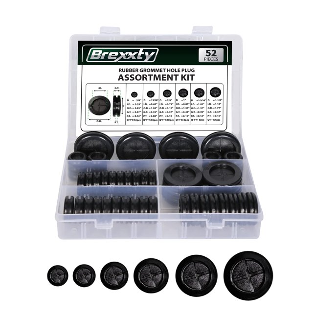 Kit de ojales de goma Brexxty, 52 piezas, para protección y reparación de cables
