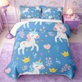 thumbnail image 2 of Manfei Kawaii Unicorn Twin Quilt Set 2 Pieces,Dreamy Princess Twin Coverlet Set,1 Bedspread and 1 Pillowcase, 2 of 7