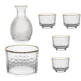 thumbnail image 5 of TISHITA Japanese Sake Glass Set Sake Pot Set Multifunctional Creative Home Use Warmer Hammered Texture Decanter for Buffet Table gold edge, 5 of 8