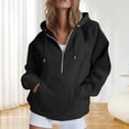 thumbnail image 2 of Bibifish Women'S Hoodies Casual Long Sleeve Half Zip Drawstring Hoodies Fashion Fall Winter Oversized Sports Pullover With Pocket, 2 of 4