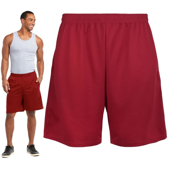 Men's Active Athletic Performance Shorts Sweat Gym Basketball Run Sports Red L